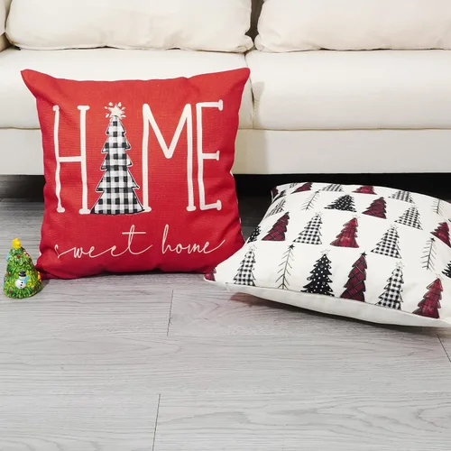 Vista 5 de TAJWE Juego de 2 fundas de almohada de Navidad de 18 x 18 pulgadas, fundas de almohada lumbar de invierno para sofá, decoración del hogar