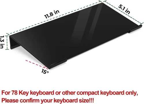Vista 2 de Soporte de teclado de acrílico para escritorio de computadora, elevador de teclado con inclinación y elevación, soporte de teclado para escritorio