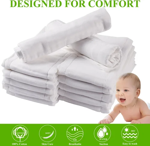 Vista 5 de Fasoar - Pañales de tela de 6 capas, pañal de algodón grueso lavable absorbente para bebés y niños pequeños, multiusos, 61012