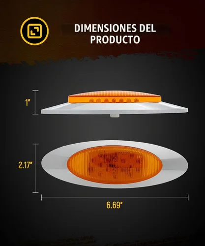 Vista 6 de Partsam Peterbilt Kenworth Freightliner - 10 luces LED de 6.5 pulgadas, color ámbar ovalado, 16 luces laterales con bisel cromado de repuesto