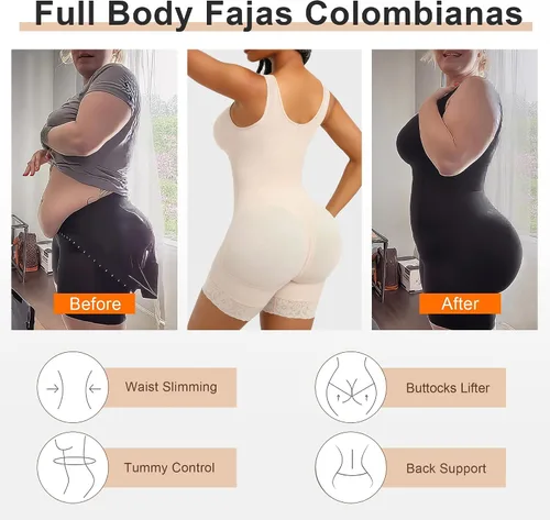 Vista 5 de SHAPERX Fajas colombianas para mujer con control de abdomen, moldeador de cuerpo completo, moldeador de glúteos