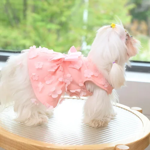 Vista 3 de Laifug Vestido para Perro Cachorro con Estampado Princesa Vestido para Perro Lindo para Fiestas (Rosa, XS)