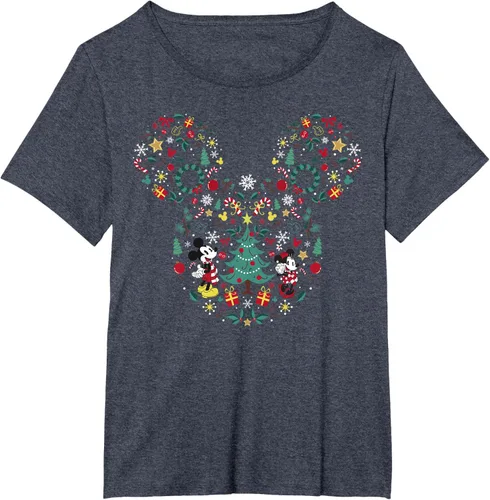 Vista 34 de Disney Mickey y Minnie Mashup Navideño Camiseta de Manga Corta Negro