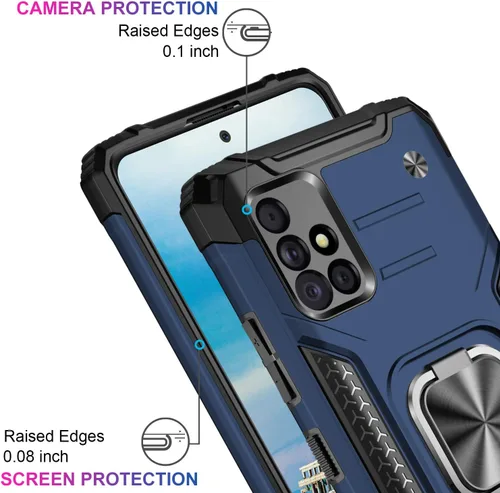 Vista 3 de IKAZZ Funda para Galaxy A51 5G con protector de pantalla, doble capa de TPU suave y flexible y policarbonato duro, antideslizante, de cuerpo Azul