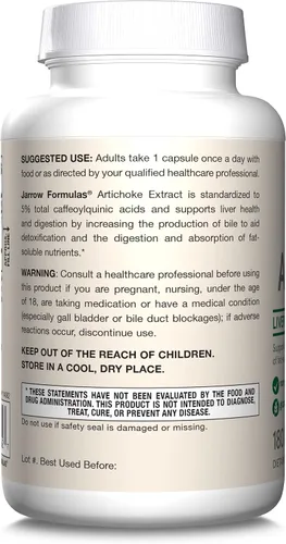 Vista 9 de Jarrow Formulas Alcachofa 500 mg - Extracto de alcachofa estandarizado - 180 porciones (cápsulas vegetales) que apoyan la salud y la digestión