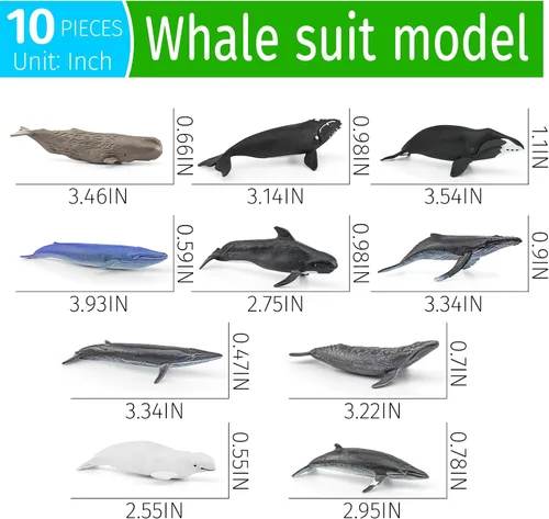 Vista 6 de Juego de Juguetes Mini Tiburón Ballena Conjunto de Pequeñas Criaturas Marinas para Niños 2-4 Pulgadas Mini Figuras de Animales Marinos Decoración