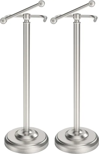 Vista 9 de Soporte de papel higiénico, soporte de papel higiénico de latón cepillado de pie, diseño giratorio de poste y base pesada estable de acero