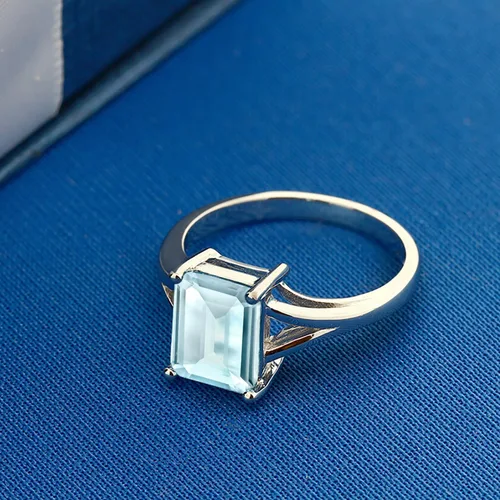 Vista 28 de Gem Stone King Anillo de compromiso solitario con diseño clásico de vástago dividido para mujer, plata de ley 925, piedra natal de piedra preciosa