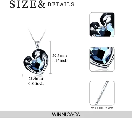 Vista 6 de WINNICACA Regalos únicos de Navidad 925 de plata de ley 925, fénix, pingüino, vaca de las tierras altas, colibrí, zorro, rana, búho, tortuga marina