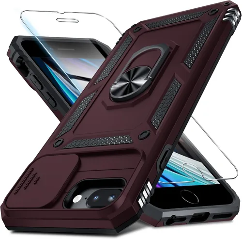 Vista 42 de Janmitta Funda para iPhone 8 Plus/7 Plus/6 Plus, Cubierta de Teléfono con Cubierta Deslizante Integrada para Lente de Cámara + Protector
