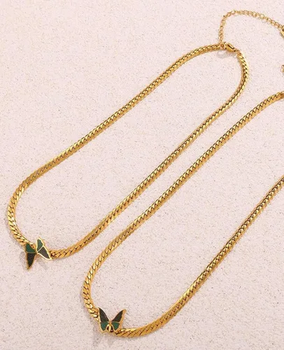 Vista 8 de Gold Butterfly Choker Necklace for Women Dainty 14" Stainless Steel Chain Party Jewelry Gifts