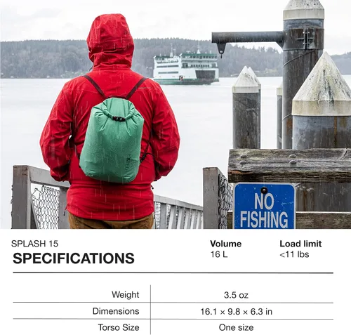 Vista 5 de Exped Mochila Splash - Bolsa impermeable con tapa enrollable, Bosque, Mochilas Daypack
