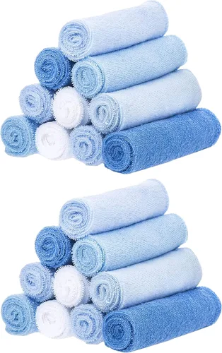 Vista 15 de Spasilk Juego de toallitas para niños y niñas recién nacidos, juego de toallas de rizo suave, paquete de 10, burbujas aguamarina, (010-1201)