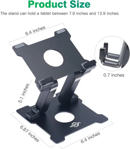 Vista 2 de KABCON Soporte para Tablet, Soporte Ajustable de Aluminio para Dibujo a Altura de los Ojos, Soporte Sólido para Escritorio, Portátil, Monitor, iPad