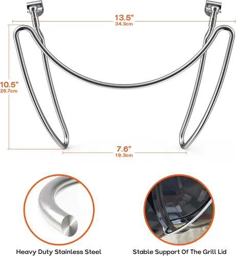 Vista 2 de onlyfire Soporte de tapa de acero inoxidable Slide-a-Side para parrillas de carbón de 18”/22”/26