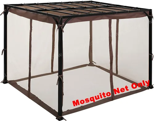Vista 2 de Mosquitera de repuesto para pérgola de techo plano, malla para insectos (8 pies x 10 pies, marrón)