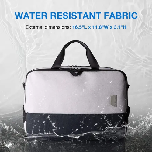Vista 7 de Bolsa para laptop, BAGSMART Maletín para laptop de 15.6 pulgadas para hombres y mujeres, Maletín para trabajo y viajes de negocios, gris, 15.6