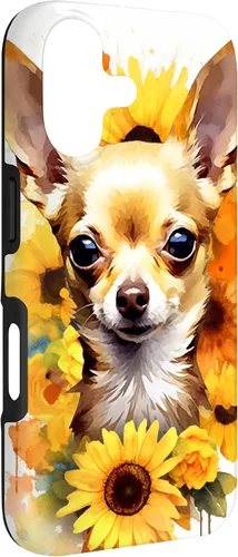 Vista 3 de Chihuahua Dog Watercolor Funda de girasol Chihuahua para iPhone 17