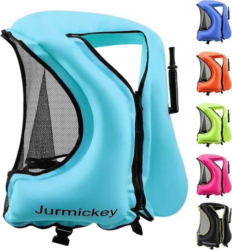 Vista 11 de Chaleco de esnórquel para adultos, chaleco inflable de esnórquel para hombres y mujeres, chaqueta de natación portátil y chaleco de flotabilidad
