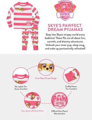 Vista 6 de Paw Patrol Pijamas para niñas Pijamas Skye para niñas Pijamas de manga larga para niños Producto