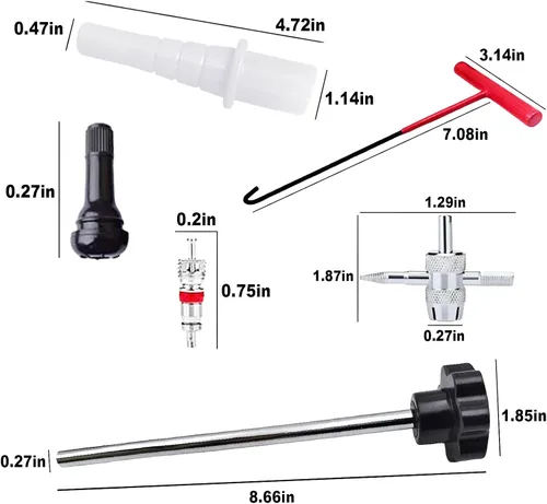 Vista 2 de Kit de herramientas de cambio rápido para válvulas de neumáticos de automóvil, removedor de núcleo de vástago de válvula de neumático con 5 válvulas