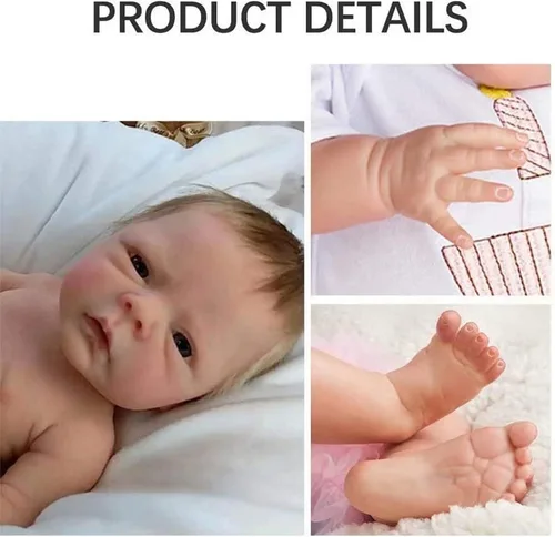 Vista 3 de EURORA Muñecas Reborn Baby Girl de 18 pulgadas, cuerpo de silicona de vinilo, muñecas de bebé Reborn con ropa y biberones, regalo para niños a