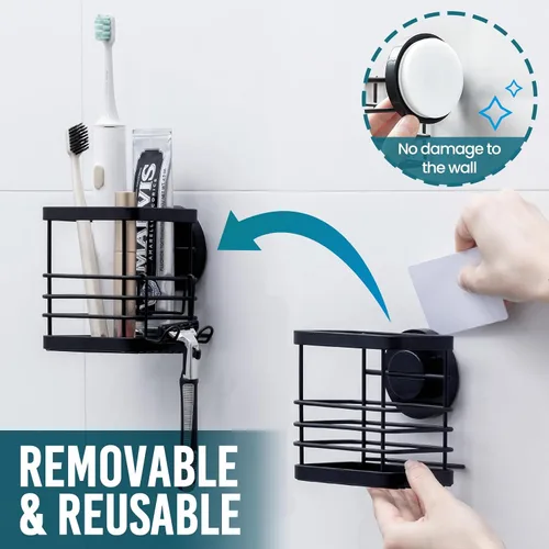 Vista 6 de TAILI - Portacepillos patentado con ventosa, soporte para cepillo de dientes de acero inoxidable anti-acumulación de agua para ducha, organizador
