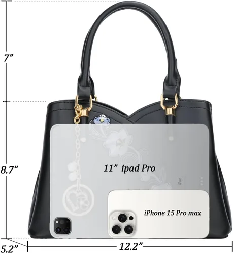 Vista 70 de KKXIU Monederos y bolsos de mano con triple compartimento para mujer, bolso de mano con asa superior