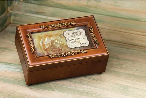Vista 5 de Cottage Garden Mom You are Loved - Caja de música con diseño de rosa pequeña en relieve, reproduce el viento debajo de mis alas