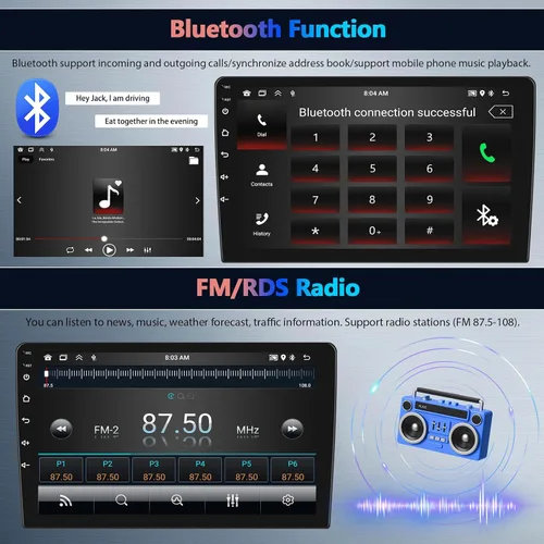 Vista 5 de SIXTOP Radio estéreo de coche Android 2G+64G para Hyundai Sonata 2009 2010 (A/C) inalámbrico CarPlay Android Auto, pantalla táctil HD de 9 pulgadas