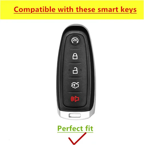 Vista 2 de para Ford Cubierta de llave Compatible con Ford Edge Escape Expedition Explorer Focus Taurus Lincoln MKS MKT MKX Navigator, Negro