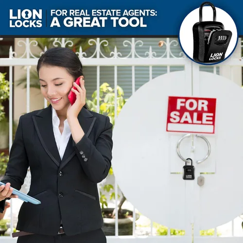 Vista 6 de Lion Locks Caja de seguridad para llaves, paquete de 6 unidades, color negro, solución segura para llaves con cerradura de combinación para hogares