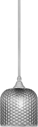 Vista 96 de Toltec Lighting Tallo Colgado Mini colgante, acabado de cobre negro, 3.5" cuadrado humo burbuja vidrio