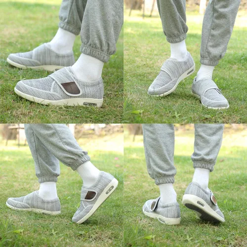 Vista 6 de Mei MACLEOD Zapatos para diabéticos para hombre, extra anchos, zapatos para caminar para pies hinchados, zapatos deportivos anchos para ancianos