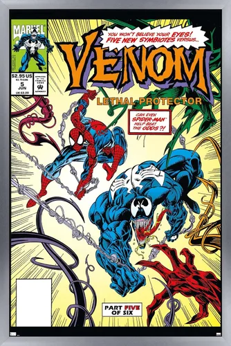 Vista 9 de Trends International Marvel Comics - Póster de pared Venom: Lethal Protector #5, 22.4 pulgadas de largo x 14.7 W, versión enmarcada de madera
