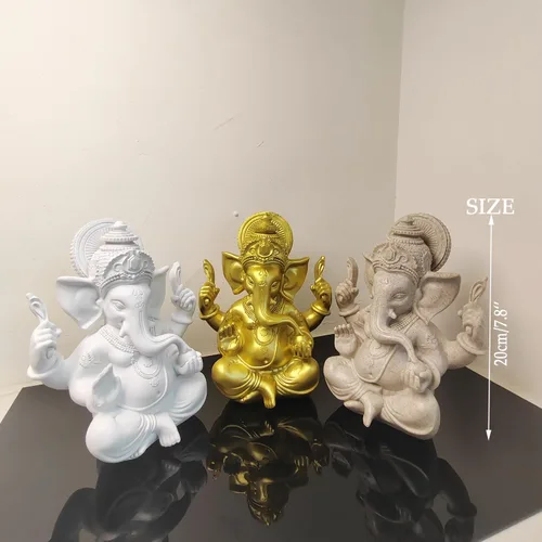 Vista 5 de Estatua de Dios indio, Señor Ganesha, estatua de elefante hindú, esculturas de Buda de ídolo Ganpati, regalo hindú, templo para el hogar