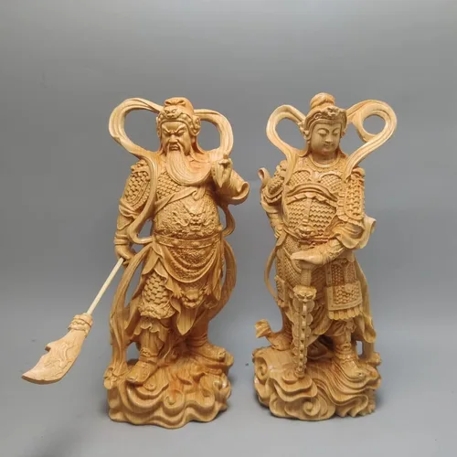 Vista 8 de Feng Shui Decor Estatua de Guan Gong, estatua de madera maciza del Dios de la riqueza Guan Yu, decoración de oficina en casa, figura de Guan Di