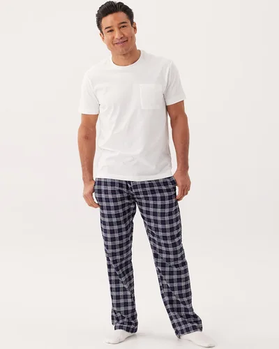 Vista 2 de Paquete de 3 Pantalones de pijama para hombre Pantalones de franela de algodón de punto Bragueta de botón (disponible en tallas grandes y altas)