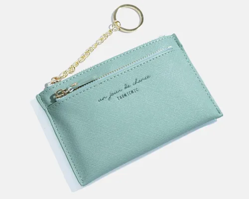 Vista 4 de Cartera delgada para mujer con monedero y tarjetero de crédito, cartera con llavero para mujer, Verde, Classic