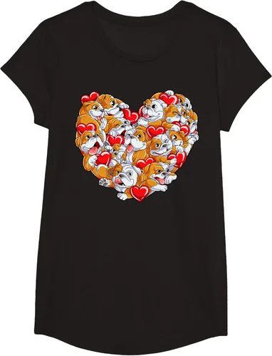 Vista 4 de Camiseta inglesa para el día de San Valentín con diseño de corazón y perro amante de los niños Negro