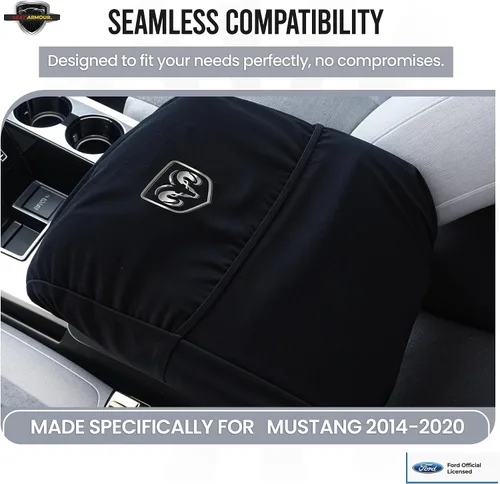 Vista 3 de Cubierta de reposabrazos de consola premium para Dodge Ram (2014-2020) - (Modelos de asiento de salto) – Protector de tapa de consola suave, lavable