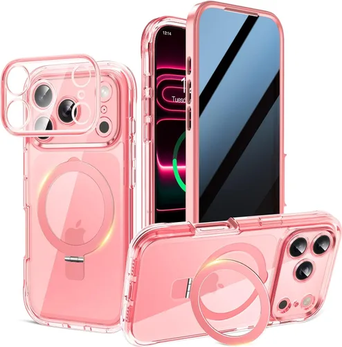 Vista 36 de Funda magnética de privacidad para iPhone 17 Pro Max [Cartulina Aurora con purpurina] [Soporte magnético invisible] protector de pantalla integrado