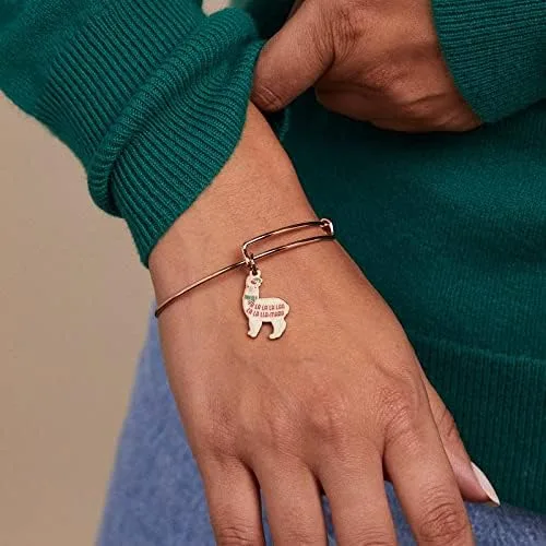 Vista 3 de Alex and Ani Brazalete extensible navideño para mujer, dijes de Navidad, acabado brillante, 2 a 3.5 pulgadas