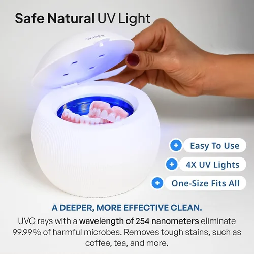 Vista 6 de Swissker by Swissklip ShinePod - Cápsula de limpieza dental ultrasónica Máquina de limpieza ultrasónica de retenedores Limpiador de protector