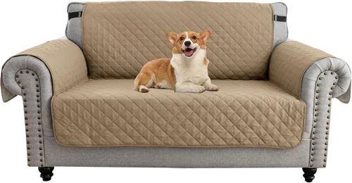 Vista 14 de UNBBRRL Funda de sofá reversible para perros y gatos, funda impermeable para muebles para mascotas y niños, protector de sofá con correas elásticas