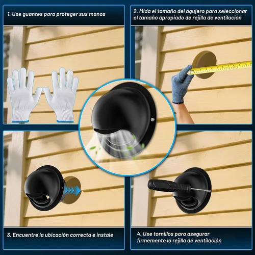 Vista 7 de Hon&Guan - Cubierta de ventilación para secadora exterior de 4 pulgadas con amortiguador de acero inoxidable, color negro
