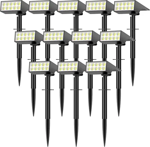 Vista 11 de WENATY Focos solares para exteriores, impermeables, IP65, LED brillantes, iluminación solar de paisaje para patio de jardín exterior, focos