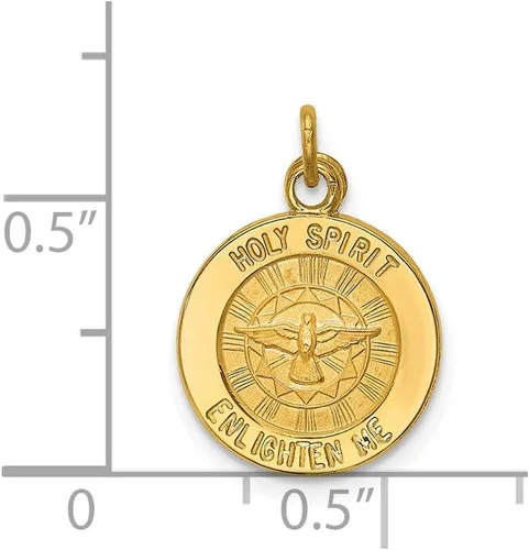 Vista 2 de Colgante de oro amarillo macizo de 14 k con medalla del Espíritu Santo (0.669 in x 0.472 in), Oro amarillo