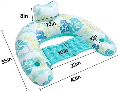 Vista 3 de Paquete de 2 flotadores inflables de piscina para adultos, sillas flotantes para fiesta, verano, agua, playa, lago, diversión flotante, piscina