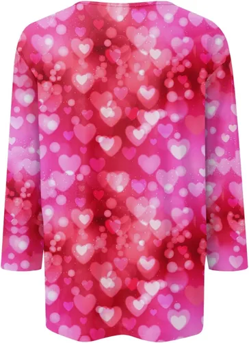 Vista 5 de Camiseta para el día de San Valentín para mujer, camisas y blusas para el día de San Valentín para mujer, camisa de moda con estampado de corazón